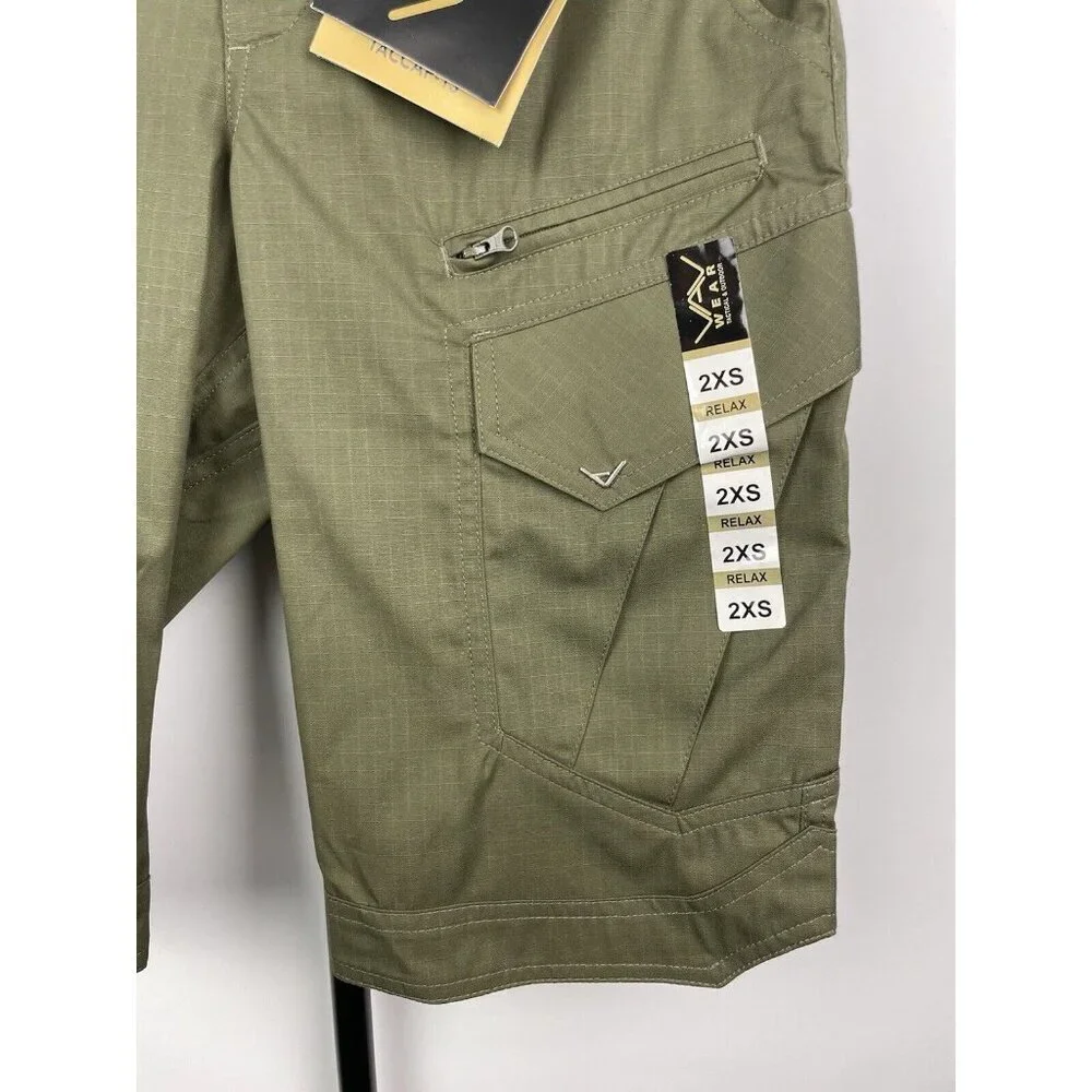 Vav Wear Olive Green Slim‎ Cargo Ripstop Multipocket Shorts XXS